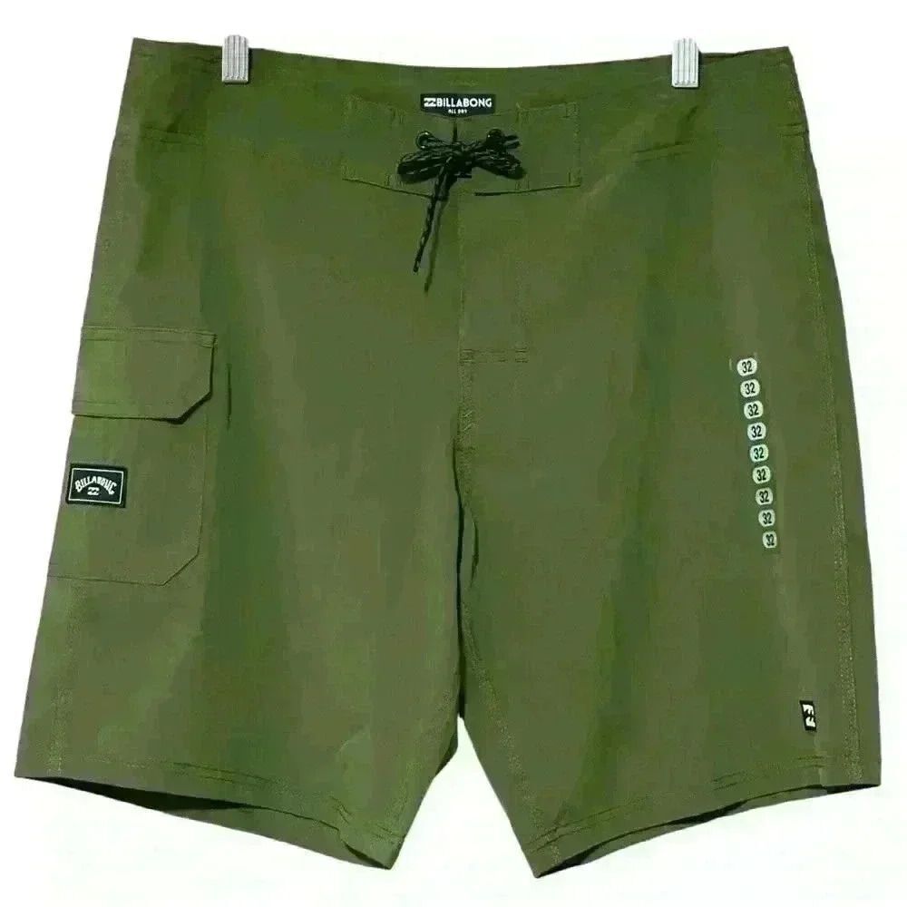 Billabong All Day Boardshorts Mens 32 Olive Green Stretch Quick Dry Cargo NWOT